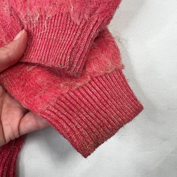 Vintage 1950s Angora Wool KGM Beaded Cardigan Sweater Pink 38 XS/Small - Picture 9 of 10